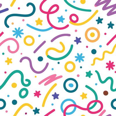 a colorful pattern with stars and shapes