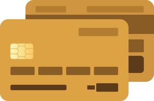 Simple Gold Debit Card with Front and Bottom View vector