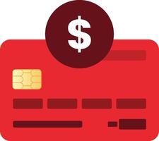 Red Simple Debit Card with Dollar Icon vector