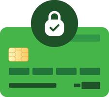 Green Simple Debit Card with Lock Icon vector