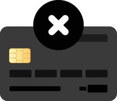 Black Simple Debit Card with Cross Icon vector