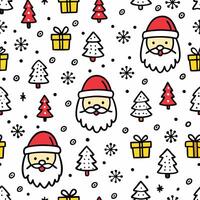 christmas seamless pattern with santa claus and trees vector
