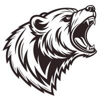 a bear head with its mouth open and its teeth showing vector
