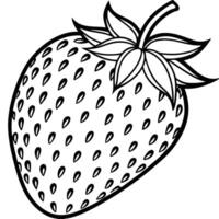 a strawberry is shown in a black and white drawing vector