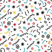 seamless pattern with colorful shapes and stars on a white background vector