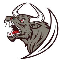 an angry bull head with its mouth open vector