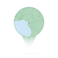 Equatorial Guinea map, stylish location icon with Equatorial Guinea map and flag. vector