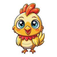 cartoon chicken with big eyes and red collar vector