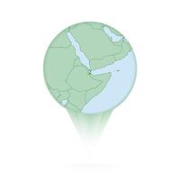 Djibouti map, stylish location icon with Djibouti map and flag. vector