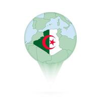 Algeria map, stylish location icon with Algeria map and flag. vector