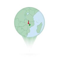 Malawi map, stylish location icon with Malawi map and flag. vector