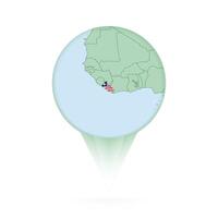 Liberia map, stylish location icon with Liberia map and flag. vector
