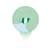 Nigeria map, stylish location icon with Nigeria map and flag. vector
