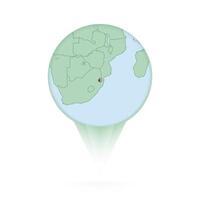 Swaziland map, stylish location icon with Swaziland map and flag. vector
