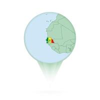 Senegal map, stylish location icon with Senegal map and flag. vector