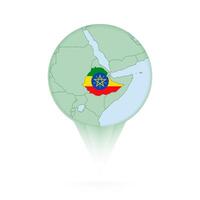 Ethiopia map, stylish location icon with Ethiopia map and flag. vector