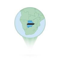 Botswana map, stylish location icon with Botswana map and flag. vector