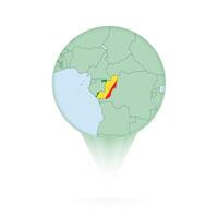 Congo map, stylish location icon with Congo map and flag. vector