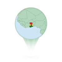 Ghana map, stylish location icon with Ghana map and flag. vector