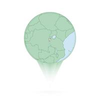 Burundi map, stylish location icon with Burundi map and flag. vector