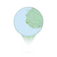 Guinea-Bissau map, stylish location icon with Guinea-Bissau map and flag. vector