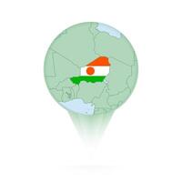 Niger map, stylish location icon with Niger map and flag. vector