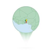 Benin map, stylish location icon with Benin map and flag. vector