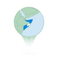 Somalia map, stylish location icon with Somalia map and flag. vector