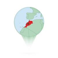 Morocco map, stylish location icon with Morocco map and flag. vector