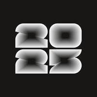 Happy new year 2025 Text Design in black and white style. vector