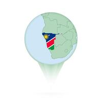 Namibia map, stylish location icon with Namibia map and flag. vector