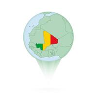 Mali map, stylish location icon with Mali map and flag. vector