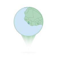 Sierra Leone map, stylish location icon with Sierra Leone map and flag. vector