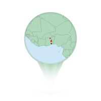 Togo map, stylish location icon with Togo map and flag. vector