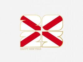 Abstract numbers 2025 with flag of Alabama. vector