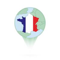 France map, stylish location icon with France map and flag. vector