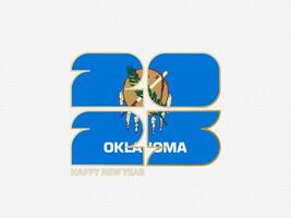 Abstract numbers 2025 with flag of Oklahoma. vector