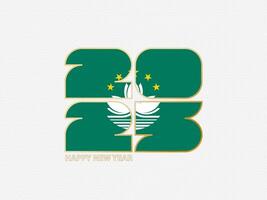 Abstract numbers 2025 with flag of Macau. vector