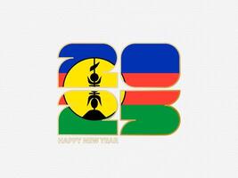 Abstract numbers 2025 with flag of New Caledonia. vector