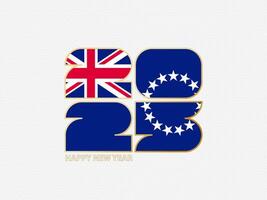Abstract numbers 2025 with flag of Cook Islands. vector