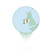 Ireland map, stylish location icon with Ireland map and flag. vector