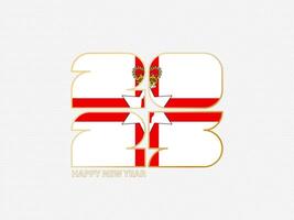 Abstract numbers 2025 with flag of Northern Ireland. vector