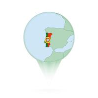 Portugal map, stylish location icon with Portugal map and flag. vector