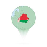 Belarus map, stylish location icon with Belarus map and flag. vector