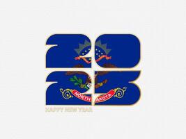 Abstract numbers 2025 with flag of North Dakota. vector