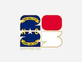 Abstract numbers 2025 with flag of North Carolina. vector