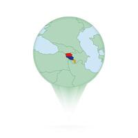 Armenia map, stylish location icon with Armenia map and flag. vector