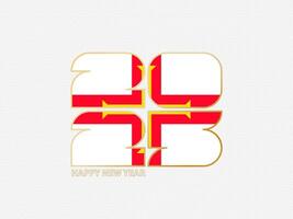 Abstract numbers 2025 with flag of Guernsey. vector