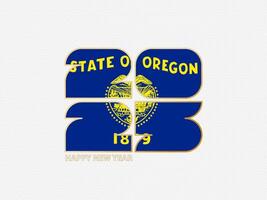 Abstract numbers 2025 with flag of Oregon. vector