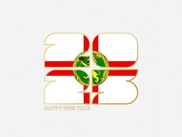 Abstract numbers 2025 with flag of Alderney. vector